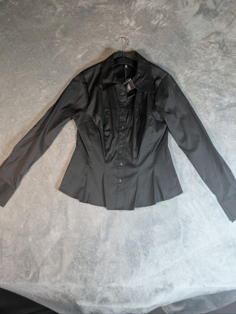 White House Black Market Black Tailored Button-Front Blouse-Blazer